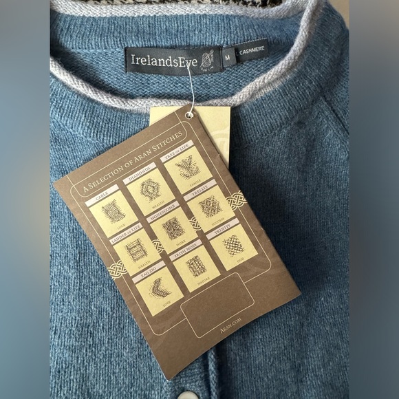 IrelandsEye Blue KILLINEY Wool & Cashmere Cardigan, Size Medium, New With Tags - Picture 11 of 11